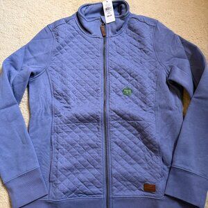 NEW LL Bean Full Zip Quilted Pullover Wmns Medium Bright Sapphire Pocket